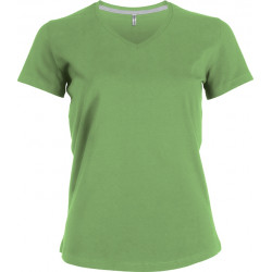 Tee-shirt femme col V manches courtes  - Citron vert