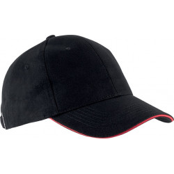 Casquette 6 pans - Noir et rouge