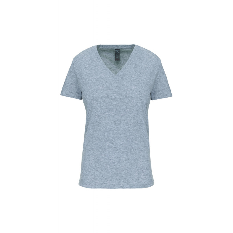 Tee-shirt bio col V femme - Gris oxford